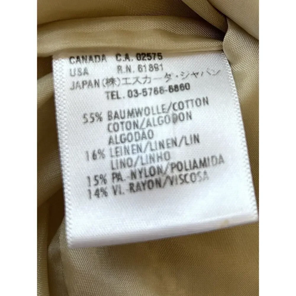 Escada Tweed Jacket Sz 46 or US 12/14 Beige Lined Short Sleeve Snap Buttons - Picture 6 of 7